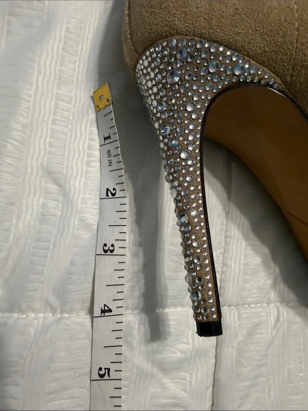 Karl Lagerfeld Taupe Suede Pointed-Toe Ankle Booties with Rhinestone Heel Size 7